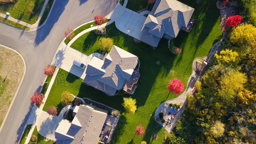 Bird eye view of a neighborhood